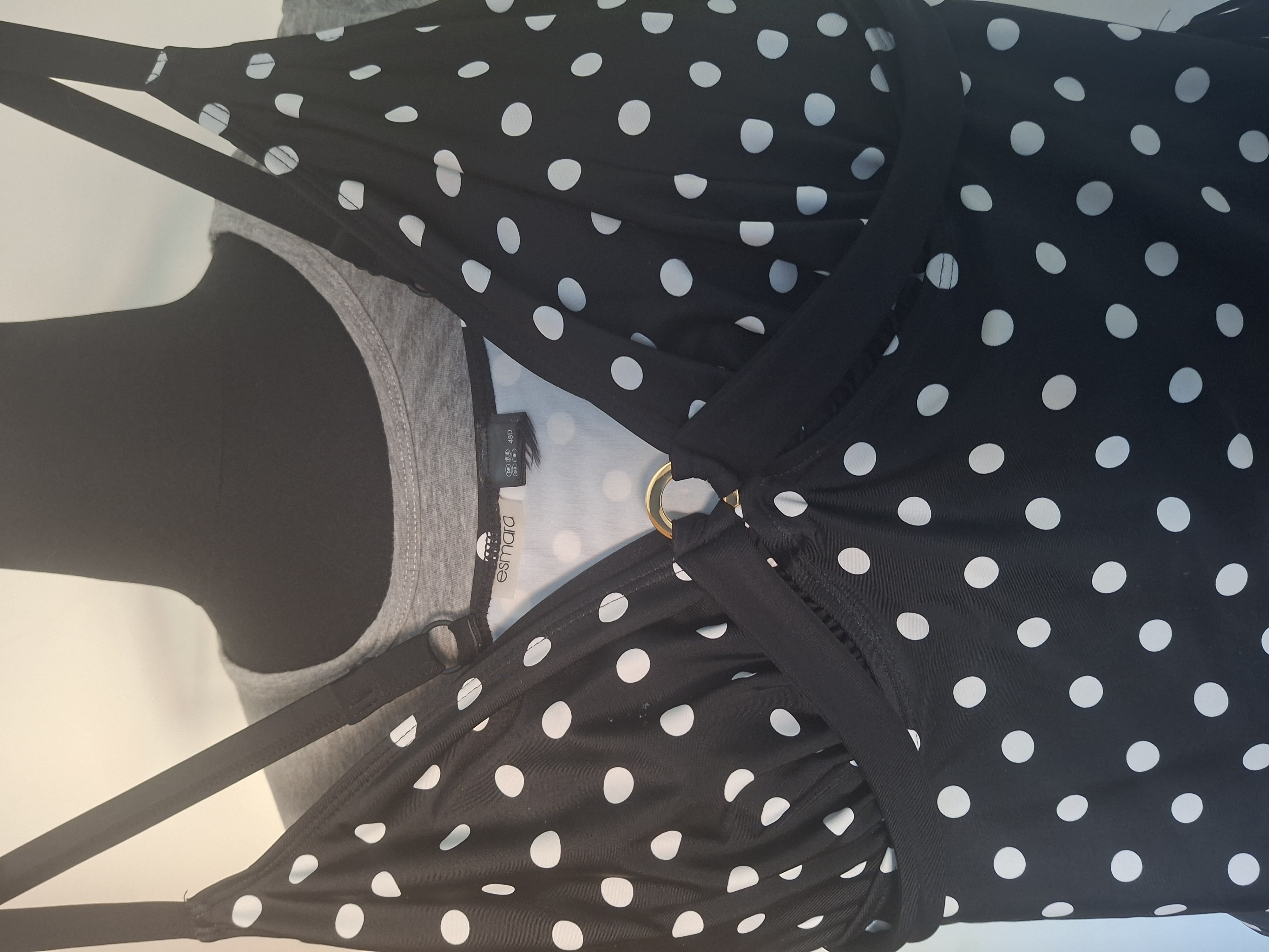 Esmara tankini top - Zwart met witte stippen - Maat 48D