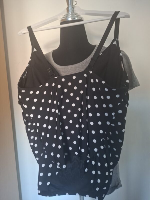 Esmara tankini top - Zwart met witte stippen - Maat 48D
