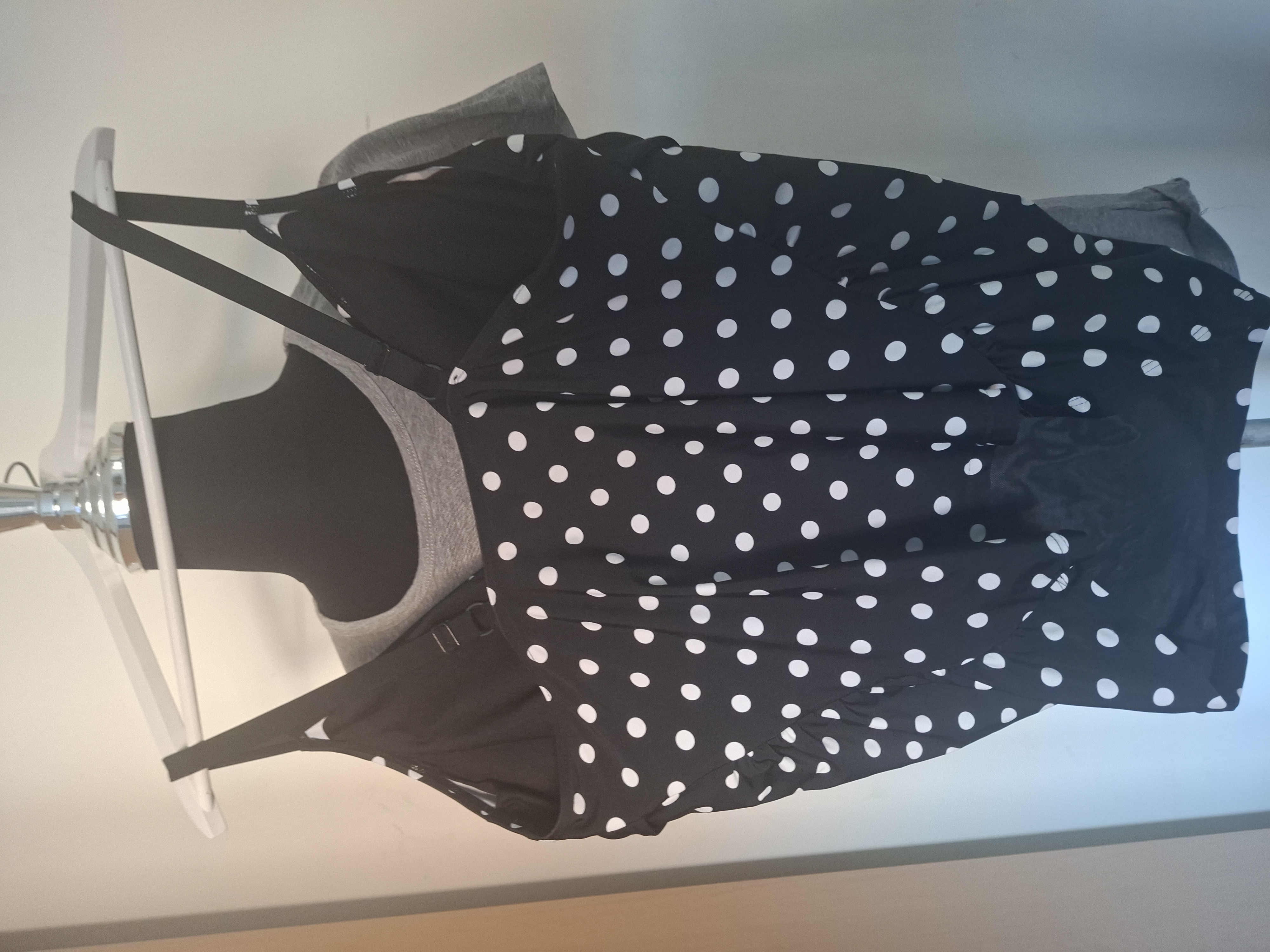 Esmara tankini top - Zwart met witte stippen - Maat 48D