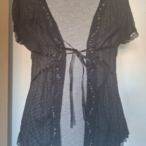 Zwart vestje met pailletten en kant maat S