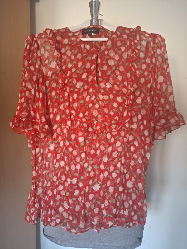 The Kooples blouse rood bloemenprint chiffon maat L