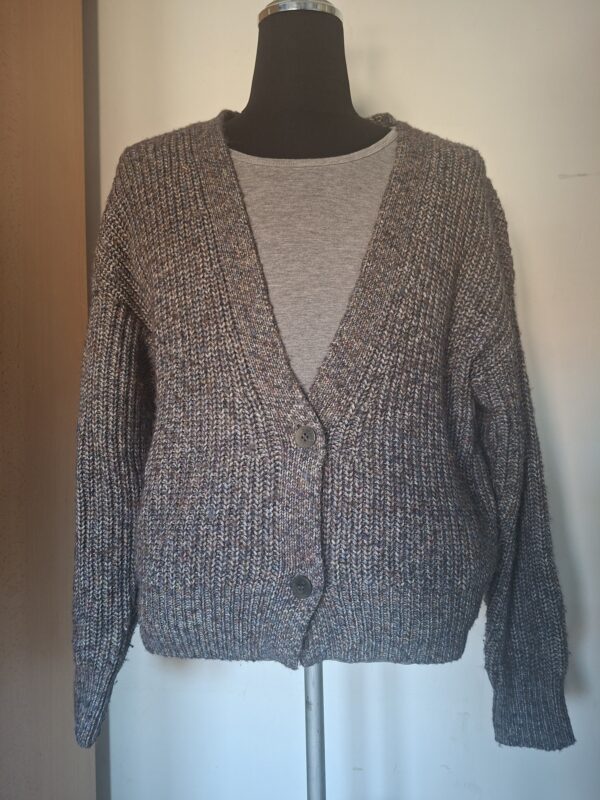 Esprit vest grofgebreid grijs blauw gemêleerd maat M