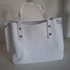 Witte handtas kunstleer met zilveren details