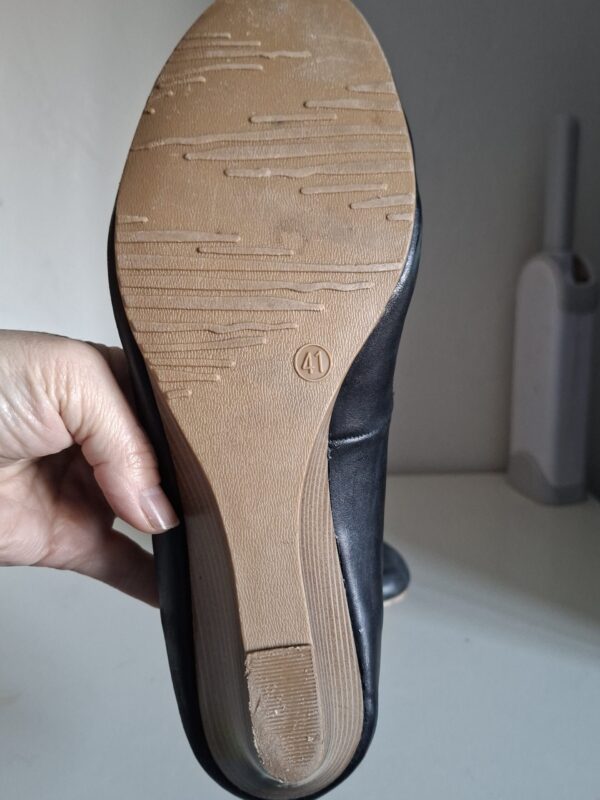 Zwarte leren wedge pumps - Zwart - Maat 41