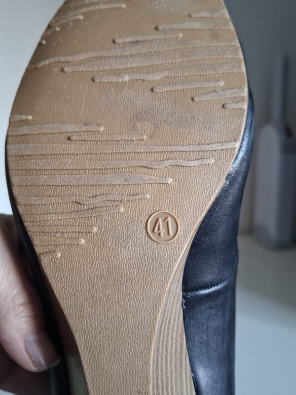 Zwarte leren wedge pumps - Zwart - Maat 41