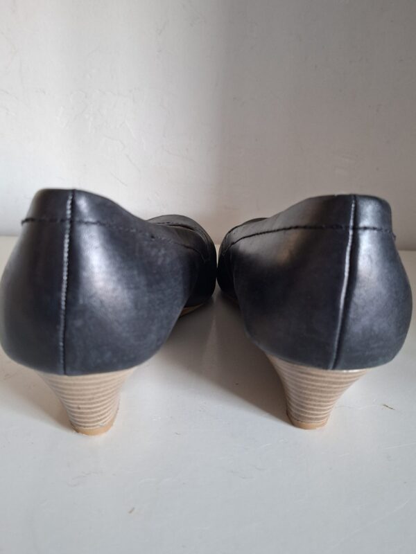 Zwarte leren wedge pumps - Zwart - Maat 41