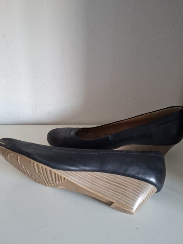Zwarte leren wedge pumps - Zwart - Maat 41
