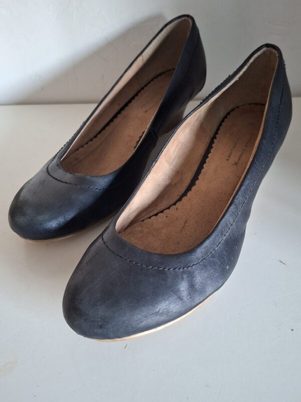 Zwarte leren wedge pumps - Zwart - Maat 41