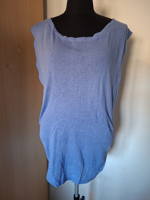 Won Hundred mouwloos vest blauw met knopen achterzijde maat S