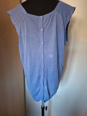 Won Hundred mouwloos vest blauw met knopen achterzijde maat S