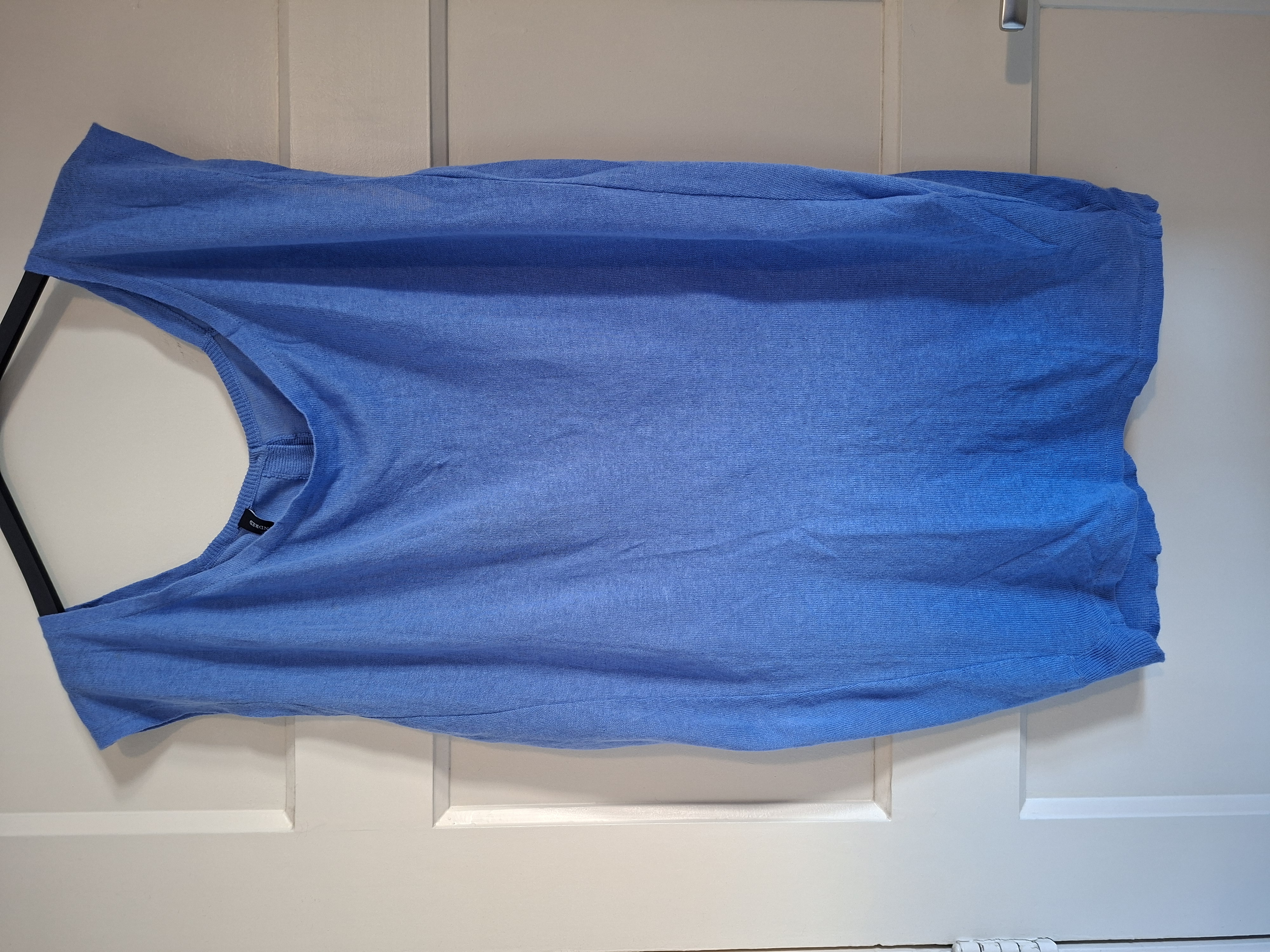 Won Hundred mouwloos vest blauw met knopen achterzijde maat S