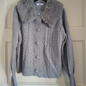 BL Fashion vest grijs met nepbont kraag maat L/XL