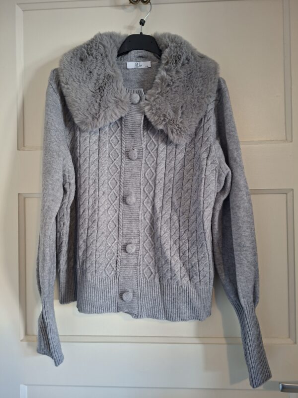 BL Fashion vest grijs met nepbont kraag maat L/XL
