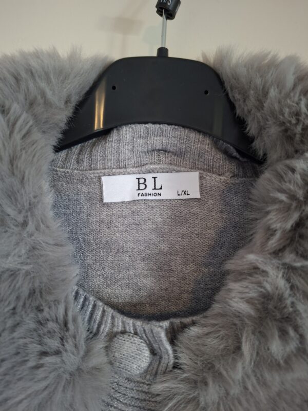 BL Fashion vest grijs met nepbont kraag maat L/XL