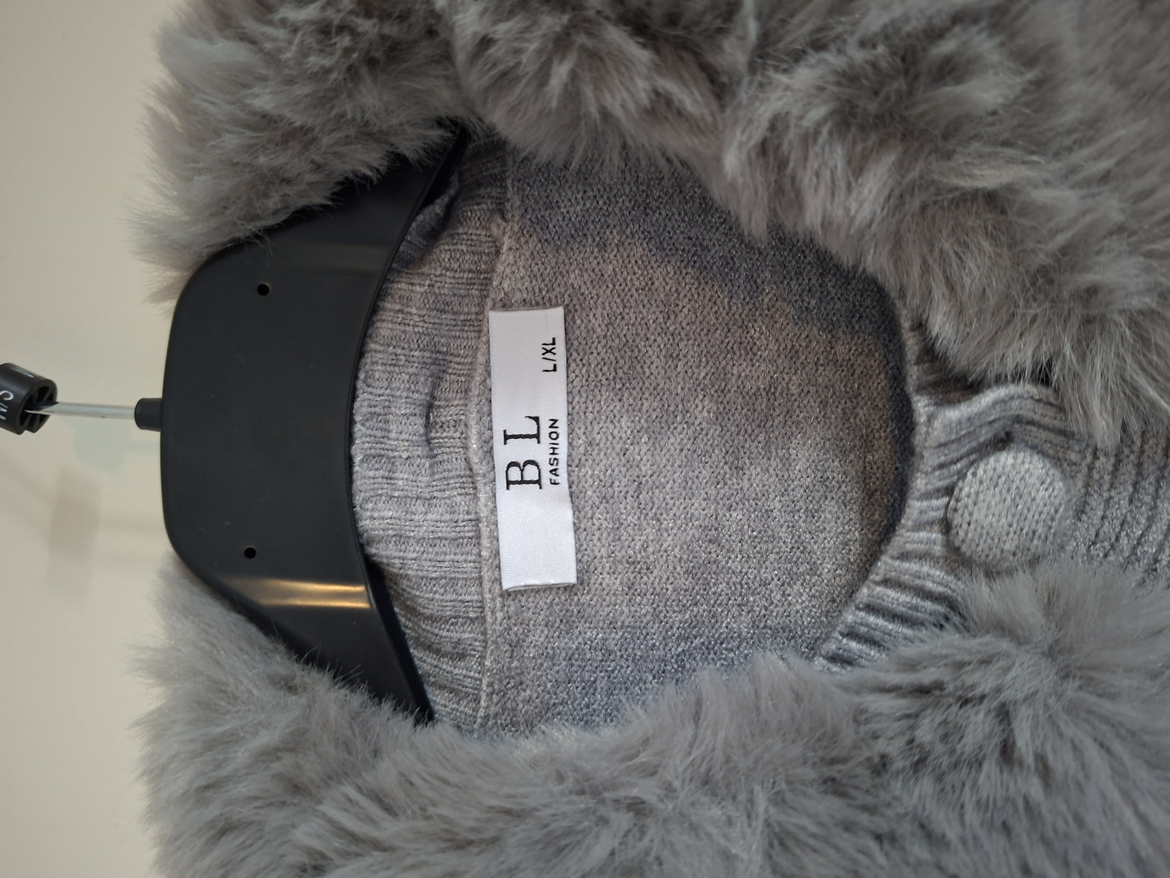 BL Fashion vest grijs met nepbont kraag maat L/XL