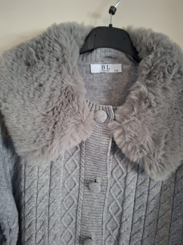 BL Fashion vest grijs met nepbont kraag maat L/XL