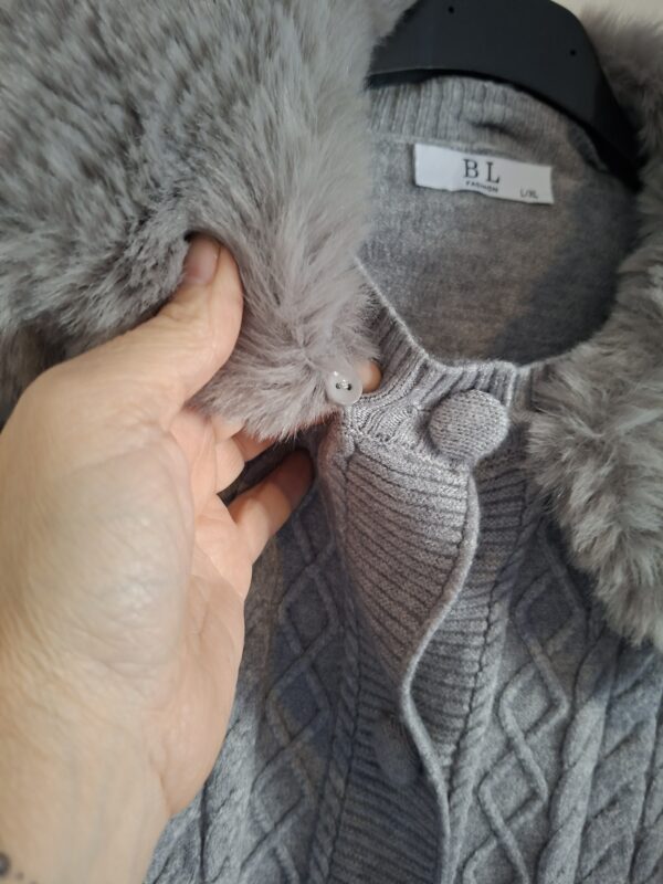 BL Fashion vest grijs met nepbont kraag maat L/XL