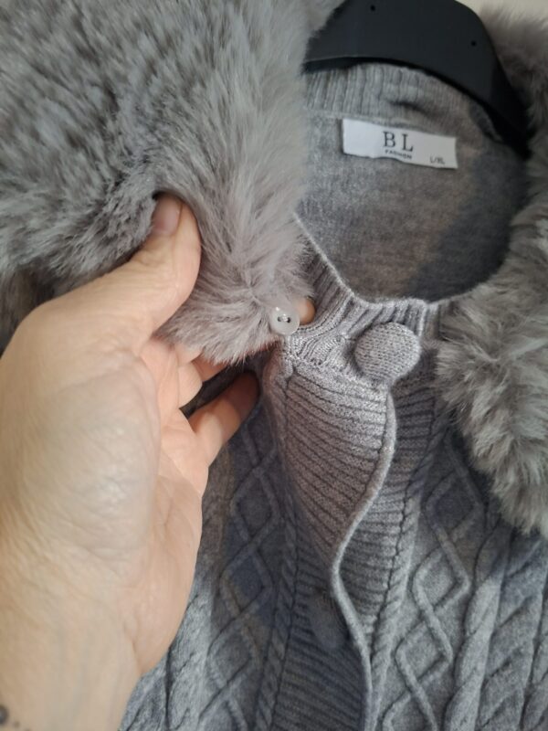 BL Fashion vest grijs met nepbont kraag maat L/XL