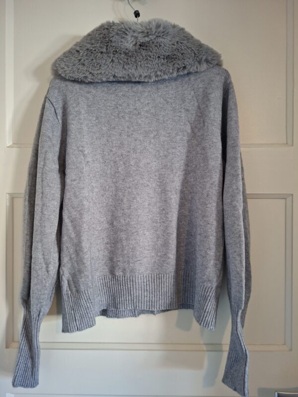 BL Fashion vest grijs met nepbont kraag maat L/XL