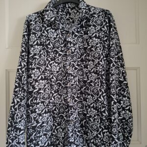 Herenblouse Barok Print Zwart/Wit Maat M