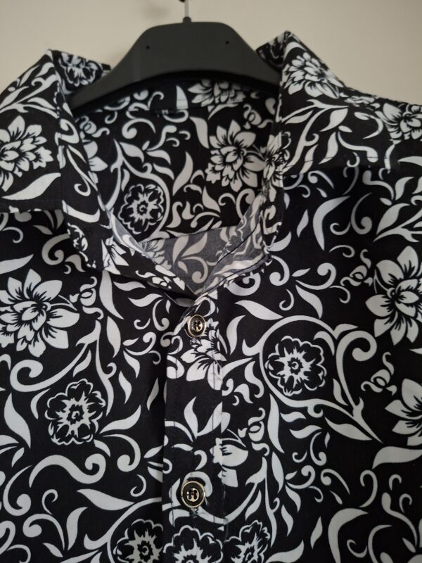 Herenblouse Barok Print Zwart/Wit Maat M