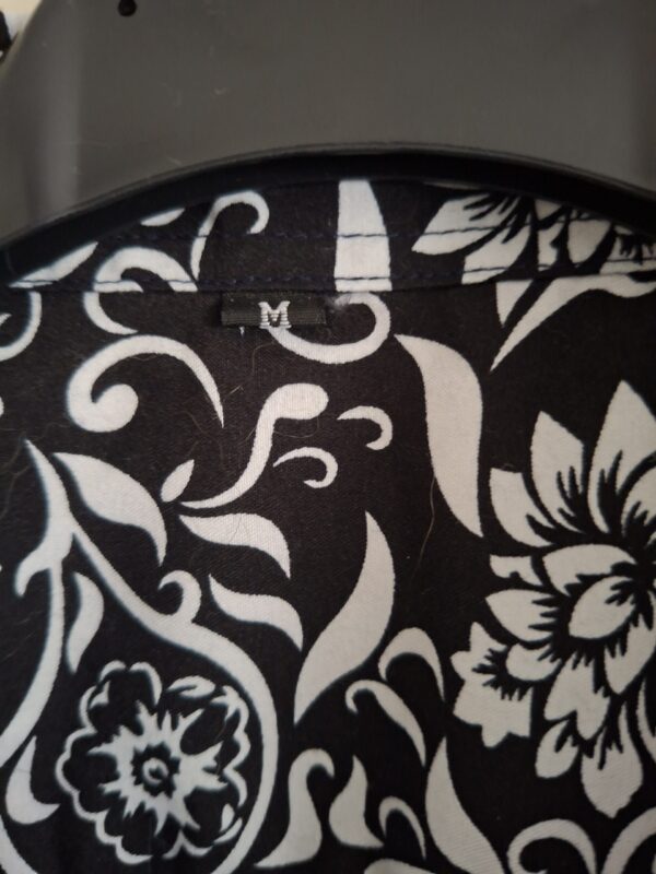 Herenblouse Barok Print Zwart/Wit Maat M