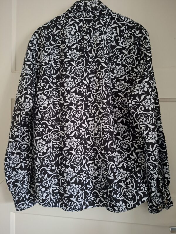 Herenblouse Barok Print Zwart/Wit Maat M