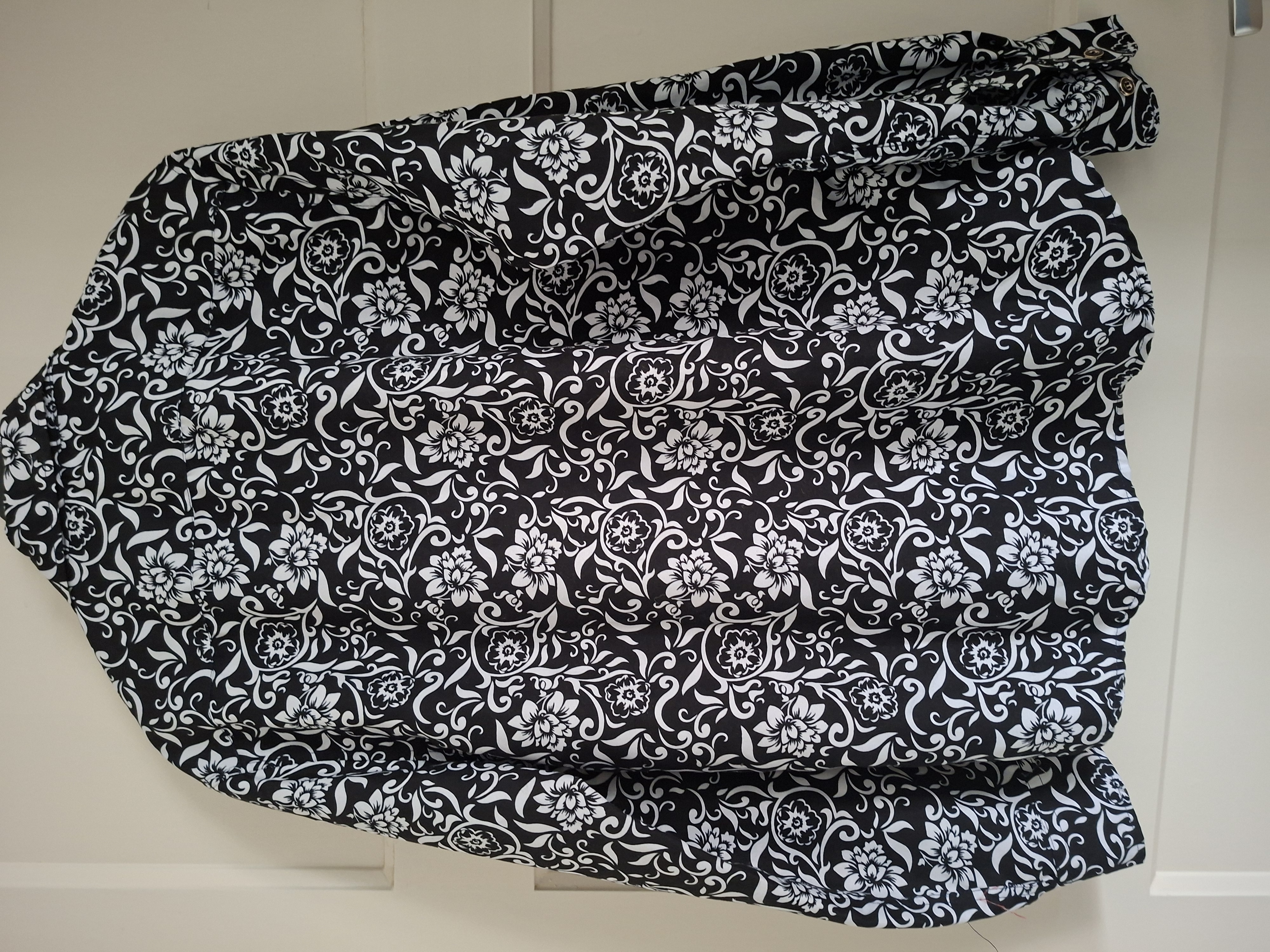 Herenblouse Barok Print Zwart/Wit Maat M