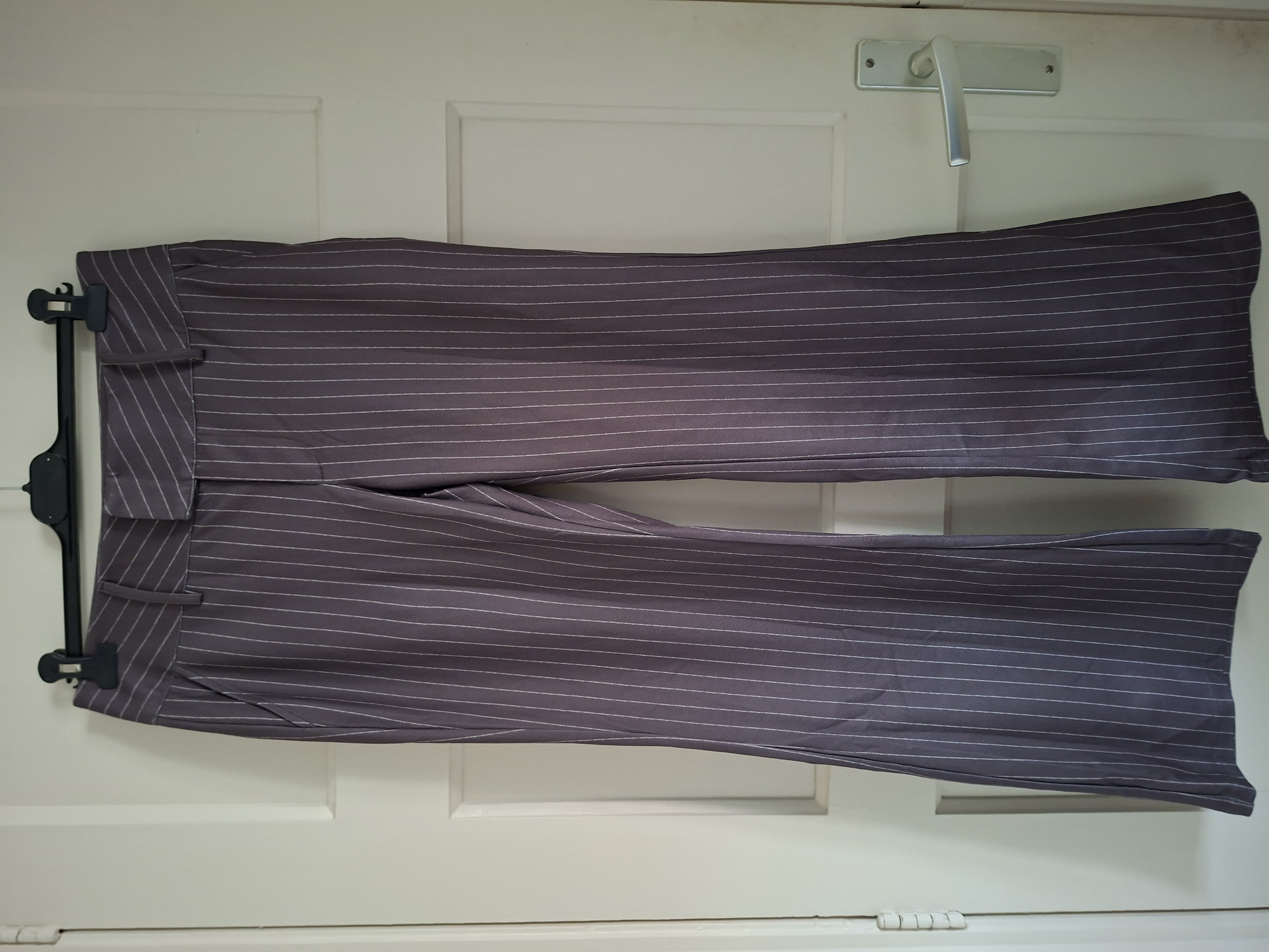 Shein Flared Broek Pinstripe Mauve Maat M (38)