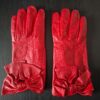 Leren handschoenen rood met strik maat XS/S