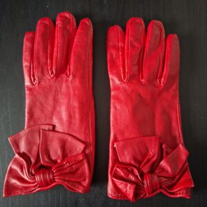 Leren handschoenen rood met strik maat XS/S