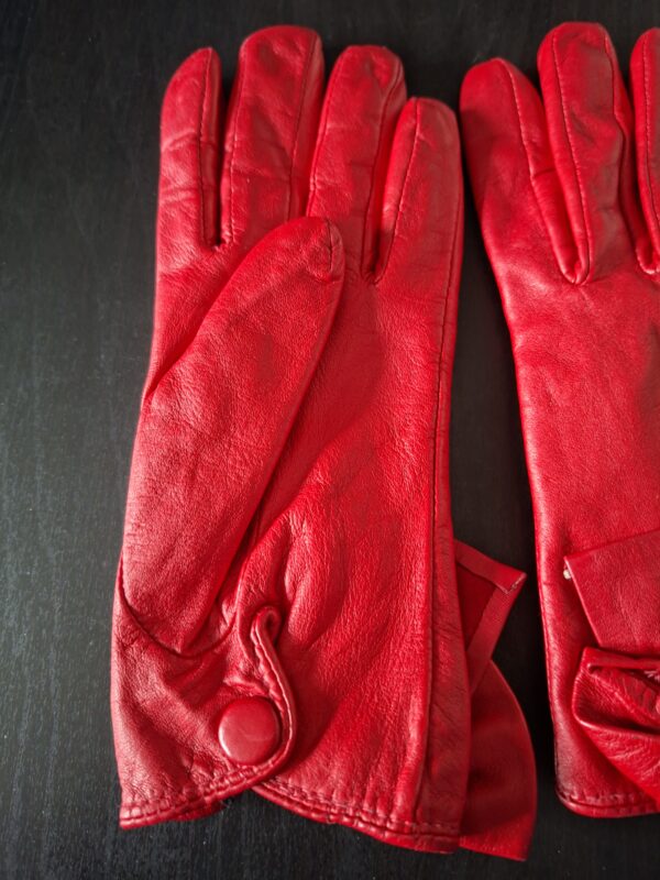 Leren handschoenen rood met strik maat XS/S