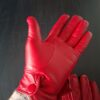 Leren handschoenen rood met strik maat XS/S