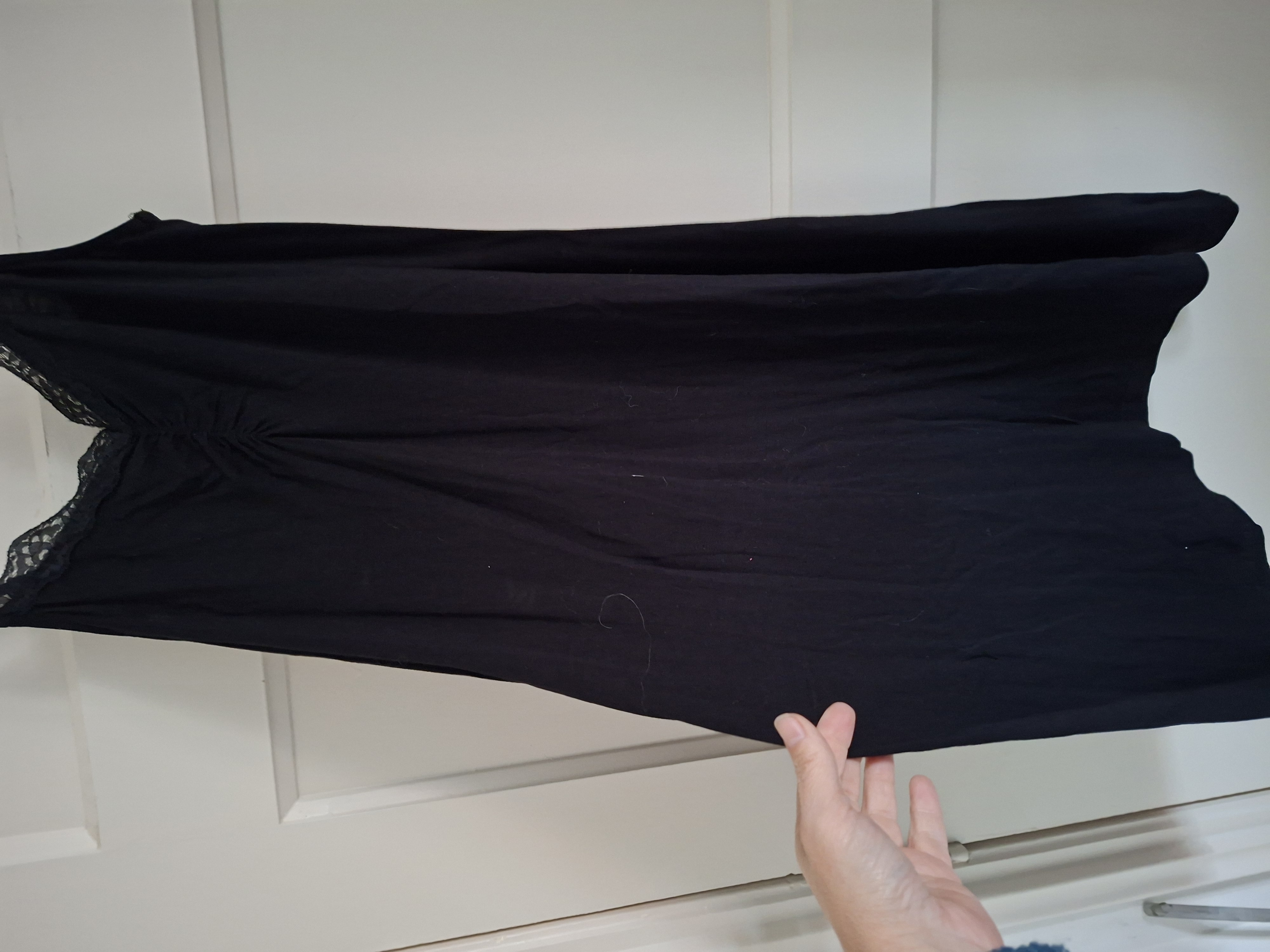 Onderjurk / jurk zwart kant V-hals maat S/M