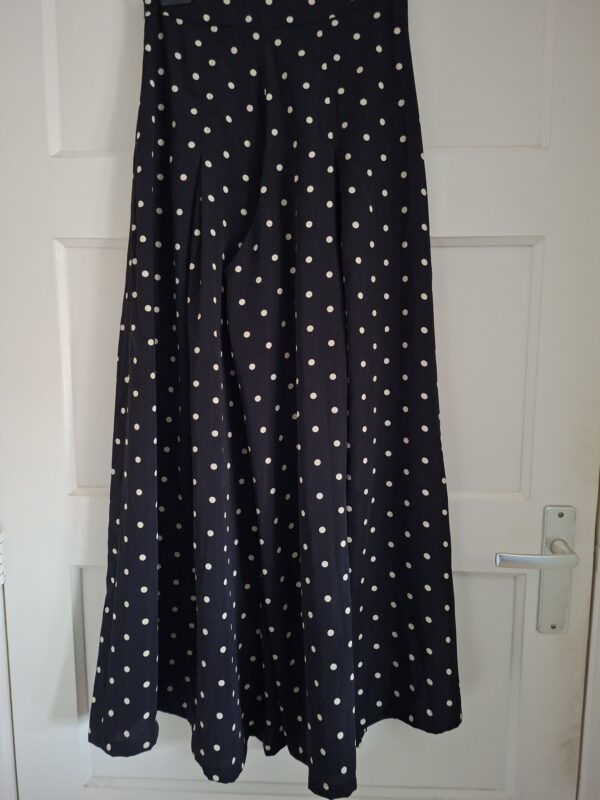 Vintage palazzo broek zwart beige stippen hoge taille maat S