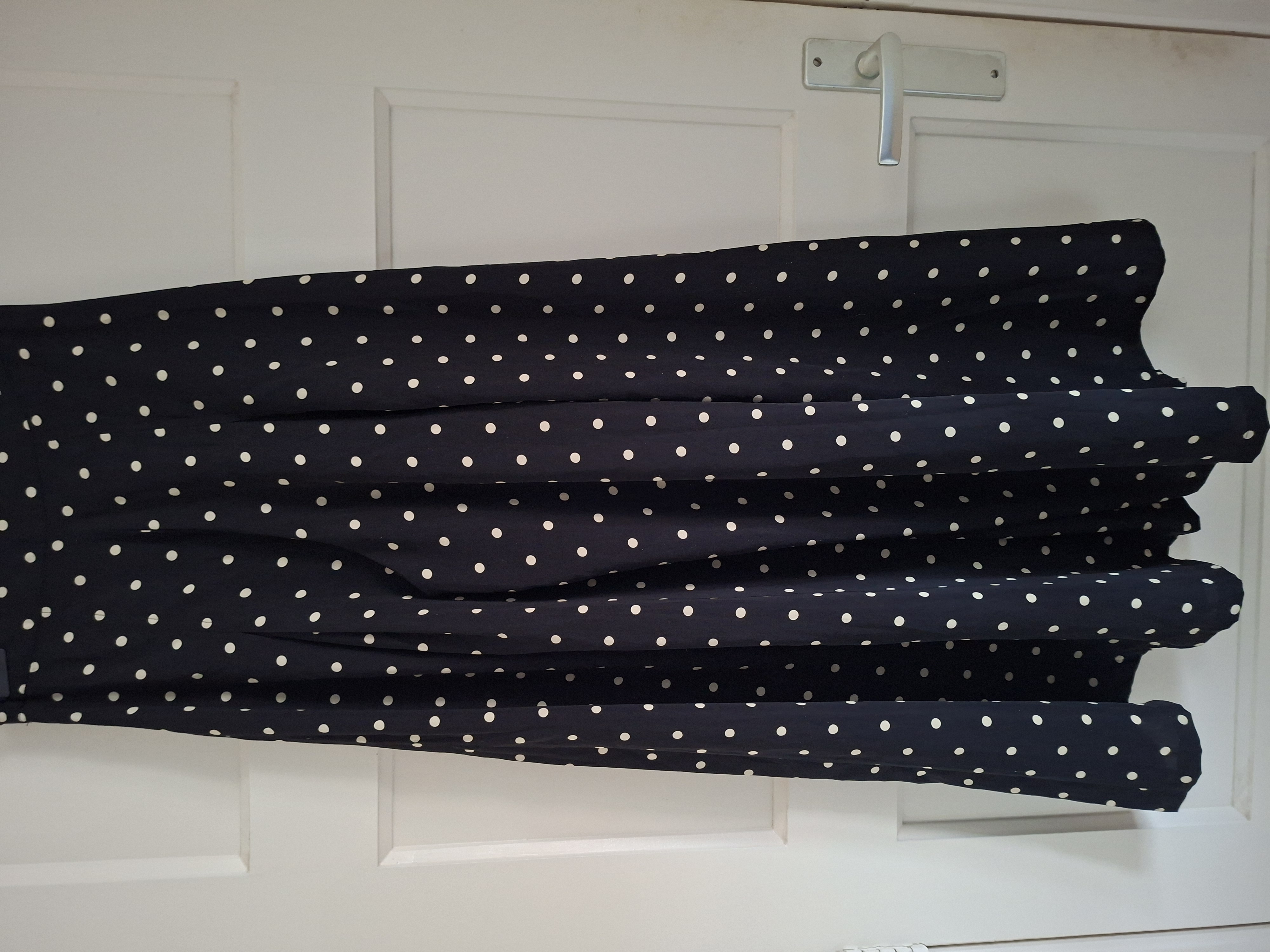 Vintage palazzo broek zwart beige stippen hoge taille maat S