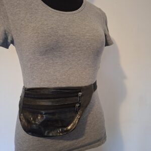 Leren heuptas zwart vintage look verstelbare riem