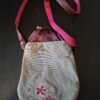 Crossbody tasje canvas taupe bordeaux geborduurde bloemen