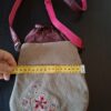 Crossbody tasje canvas taupe bordeaux geborduurde bloemen