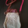 Crossbody tasje canvas taupe bordeaux geborduurde bloemen