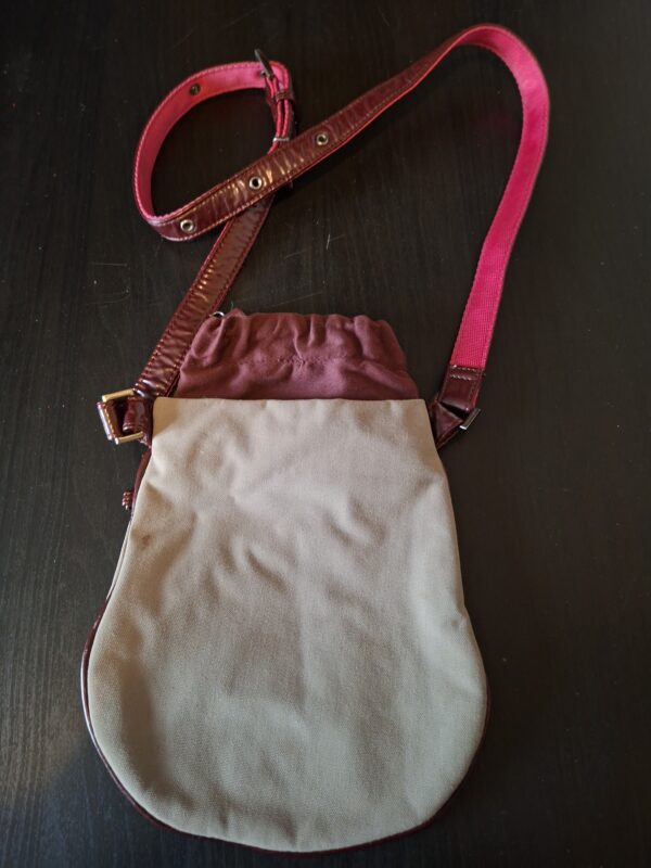 Crossbody tasje canvas taupe bordeaux geborduurde bloemen