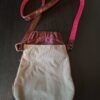 Crossbody tasje canvas taupe bordeaux geborduurde bloemen