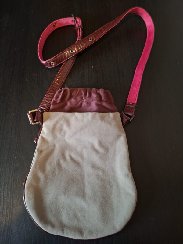 Crossbody tasje canvas taupe bordeaux geborduurde bloemen