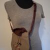 Crossbody tasje canvas taupe bordeaux geborduurde bloemen