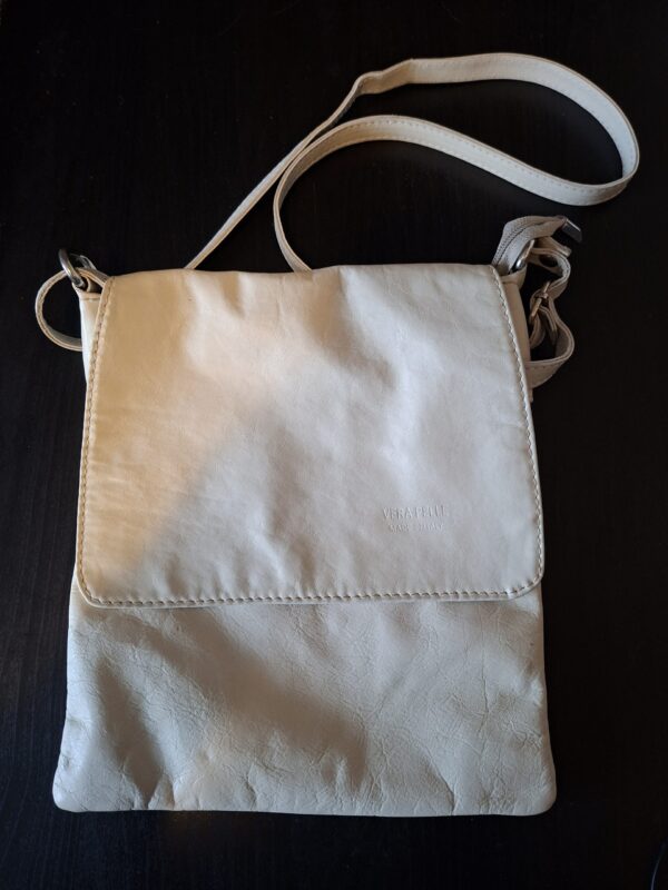 Vera Pelle leren crossbody tas crème/beige Made in Italy