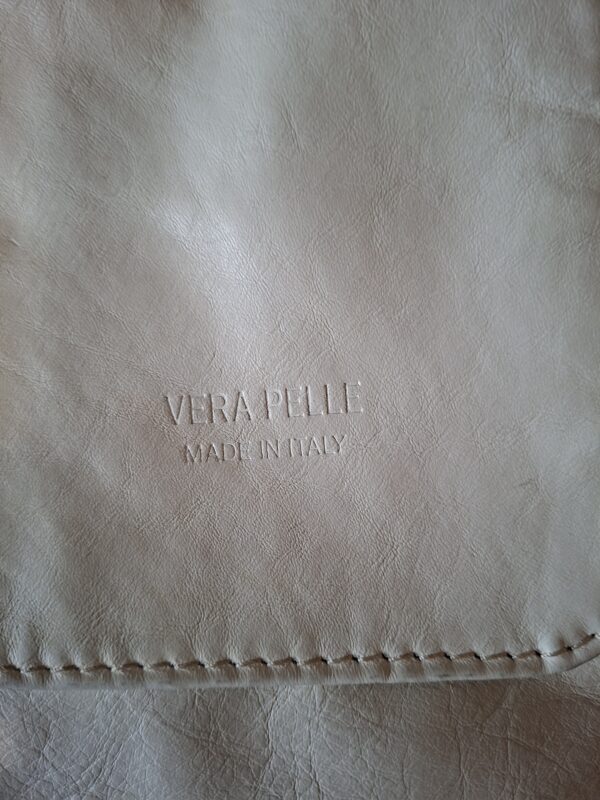 Vera Pelle leren crossbody tas crème/beige Made in Italy