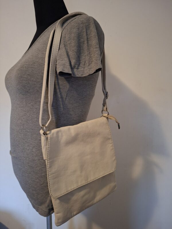Vera Pelle leren crossbody tas crème/beige Made in Italy