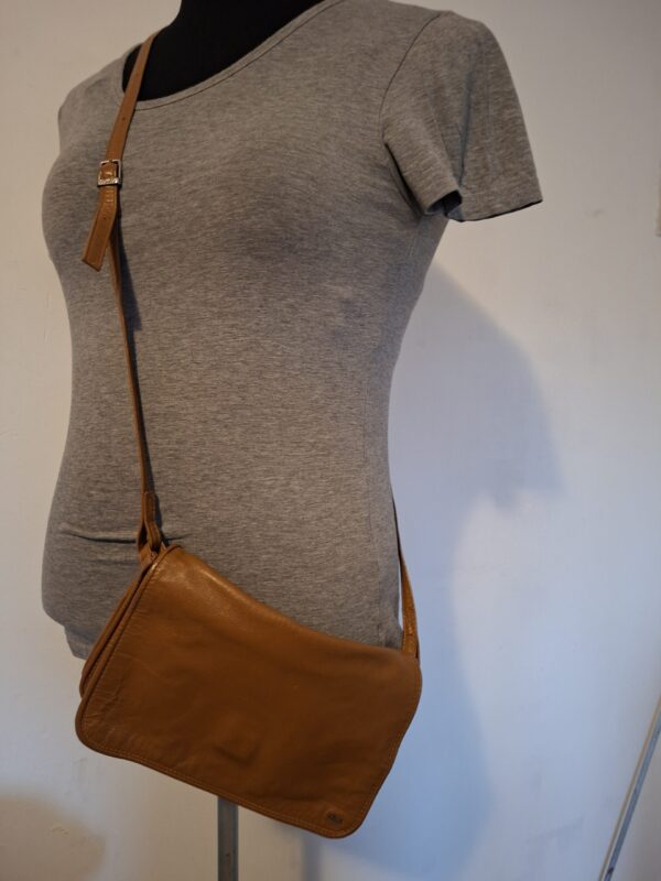 Berba crossbody tas cognac leer