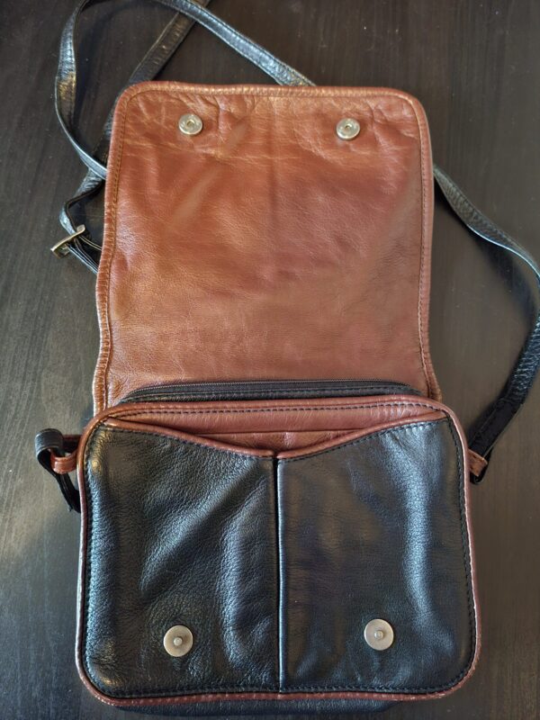 Berba leren handtas cognac/donkerbruin compact 20x18 cm