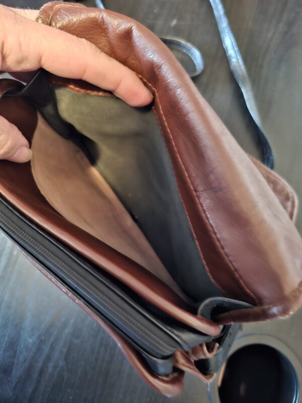 Berba leren handtas cognac/donkerbruin compact 20x18 cm